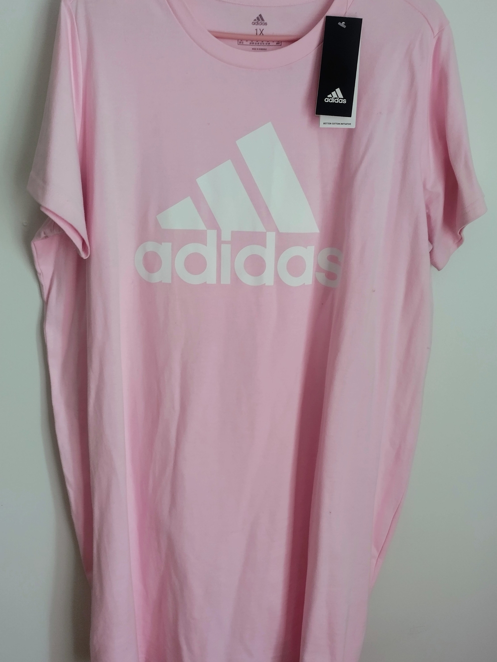 adidas Light Pink Tee with White Logo